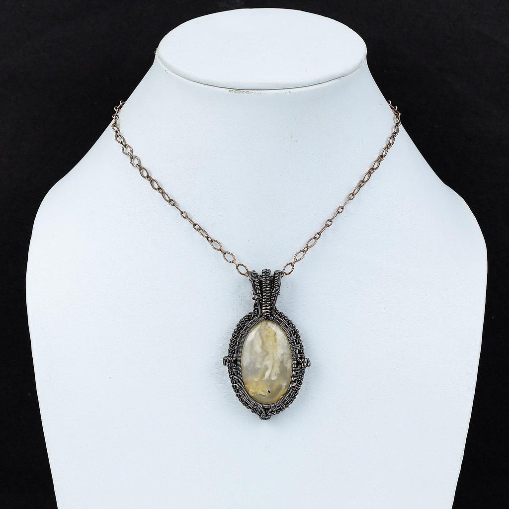 Кулон с агатом, медная проволока, кулон из настоящего драгоценного камня, кулон из проволочной обмотки, ювелирные изделия, кулон ручной работы, медные ювелирные изделия, подарок для мамы