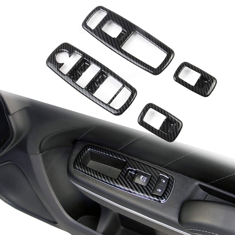 Carbon Fiber Window Lift Trim Switch Panel Cover Trim For Dodge Charger 2011+/ Chrysler 300 2015- Black