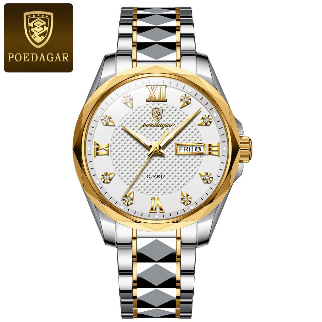 Лучший бренд роскошные мужские наручные часы водонепроницаемые светящиеся мужские часы с датой и неделей из нержавеющей стали кварцевые мужские часы мужские