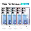Металлическая подставка-держатель Чехол с карманом для карт Для Samsung Galaxy S24 S23 S22 S21 Note 20 Ultra S24 Plus Полностью прозрачный противоударный чехол с воздушной подушкой