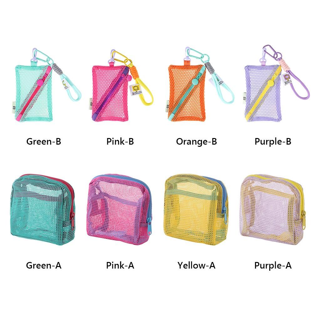 Портативная сетчатая косметичка, цвет дофамина, для хранения, кейс для макияжа, женский сетчатый органайзер-косметичка для туалетных принадлежностей