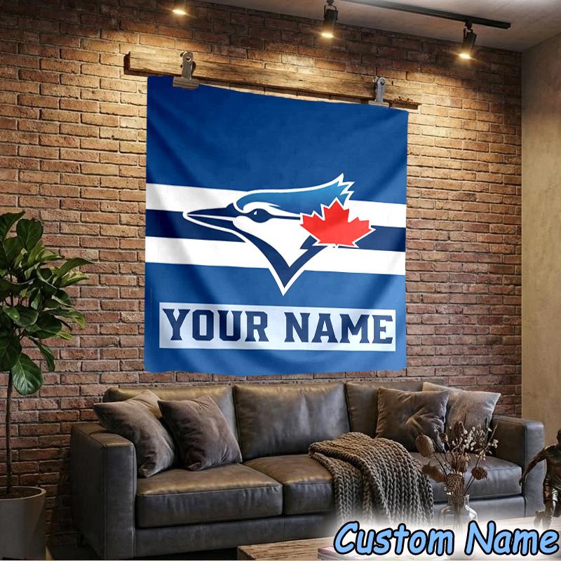 Custom Name Blue Jays Baseball Season Tapestry Room Decoration Wall Hanging for Living Room Bedroom, dormitory, Birthday and Christmas gifts