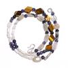 Natural Tiger Eye Moonstone Iolite Gemstone Smooth Beads Necklace 17" UB-4609 UB-4609