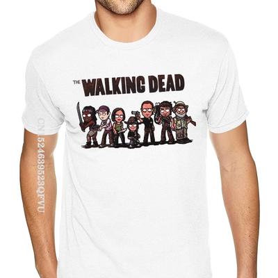 Милые мультяшные футболки The Walking Dead в стилизованном дизайне Мужские футболки в готическом стиле Аниме футболки из чистого хлопка Футболки в стиле каваи