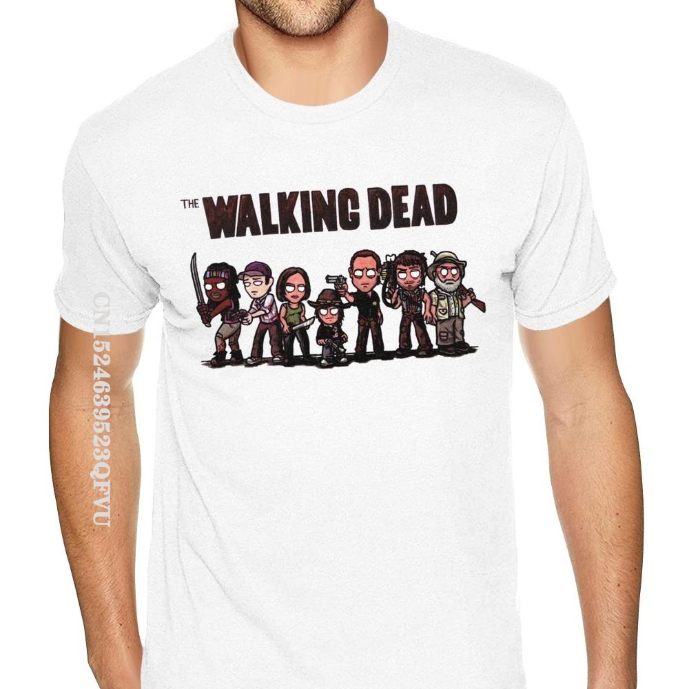 Милые мультяшные футболки The Walking Dead в стилизованном дизайне Мужские футболки в готическом стиле Аниме футболки из чистого хлопка Футболки в стиле каваи