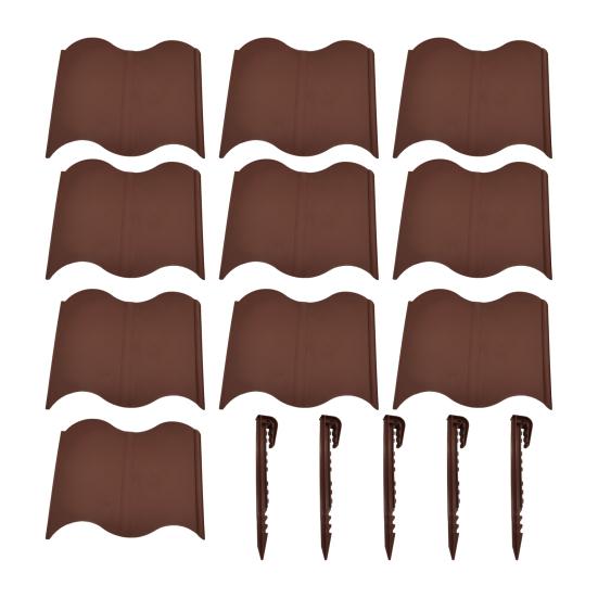 Садовая бордюрная лента Без копки Ландшафтный бордюр Соединяющиеся пластиковые бордюрные панели с колышками для газона, клумбы, забора