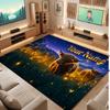Highland Cow Theme Soft Crystal Velvet Rug Custom Name & Text Print Non Slip Floor Rug for Bedroom Living Room