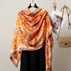 Literary Floral Print Silk Scarf Temperament Ladies Office Air-conditioning Room Take Long Shawl