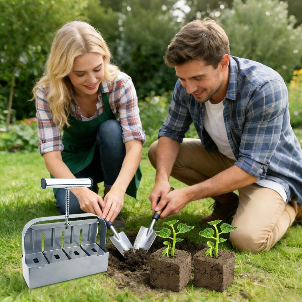 Soil Blocking Tool With Non-Slip Handle Steel Compactor 2inch Block Maker For Gardening For Planting Transplanting Cutting