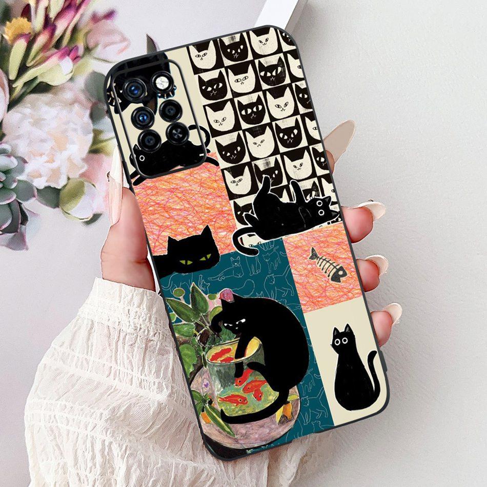 For Infinix Note 10 Pro Note10 Elegant Butterfly Cat Printed Phone Case For Infinix Note 10 10Pro NFC Black Silicone Soft Cases