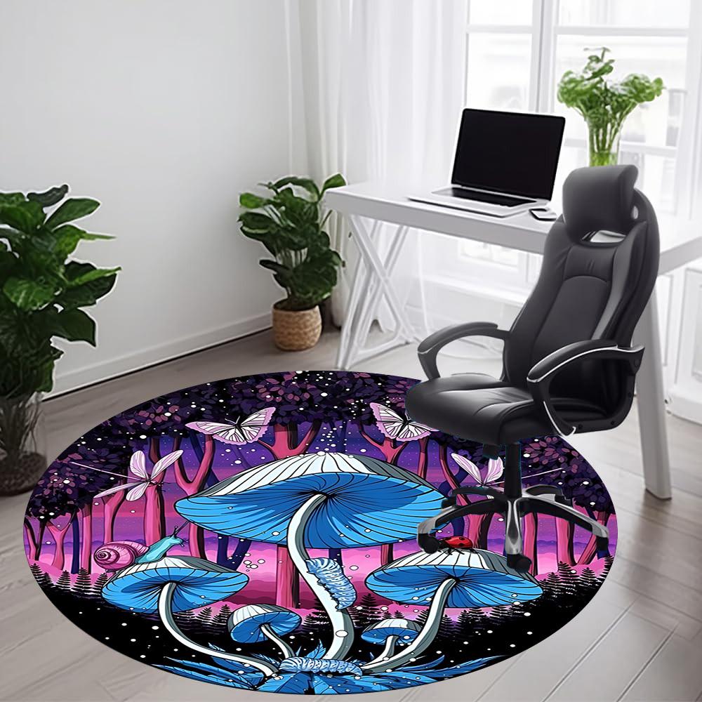 1PC Fantasy Forest Office Round Area Rug, Mat Suitable For Office, Under Office Chairs Bedroom Living Room Home Decor, Room Deco