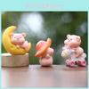 Pig Moon Miniature Figurine Creative Animal Micro Landscape Desk Decor Ornament
