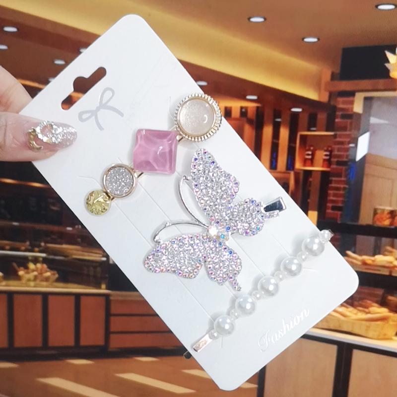 Корея Блестящий Кристалл Набор Заколок для Волос Модные Аксессуары для Волос Тренд для Женщин Девушка Жемчуг Стразы Заколка Боковая Заколка для Волос