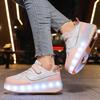 New Children's LED Light up Roller Skates Walk Shoes Wheels Rotation Button Sports Double-Wheel Roller Skate Shoes Boys And Girl