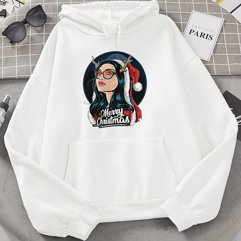 Harajuku Fleece Pullover Hoodie Christmas E Print Hoodies