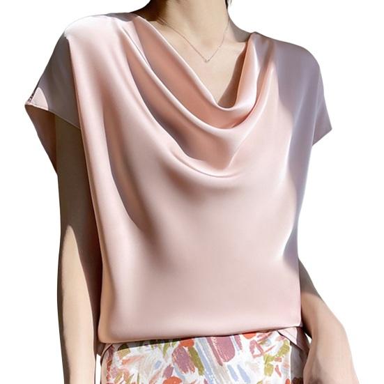 Женские топы, атласные гладкие топы с однотонными рукавами и воротником, короткая цветная искусственная блузка, уличная одежда