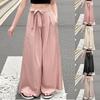 Летние однотонные брюки свободного покроя из ледяного шелка, повседневные брюки прямого покроя для детей среднего возраста