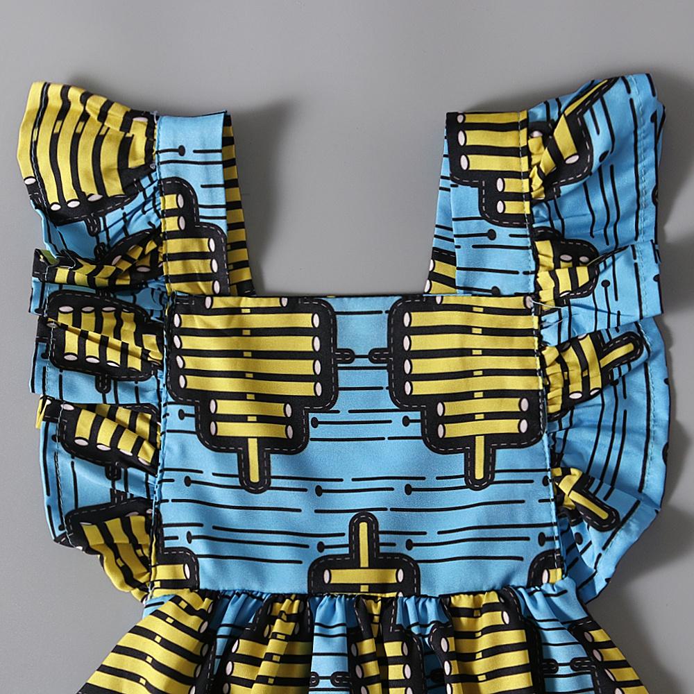 Одежда для маленьких девочек, платье в африканском стиле бохо с принтом, рюшами, рукавами и открытой спиной, для детей 1-6 лет