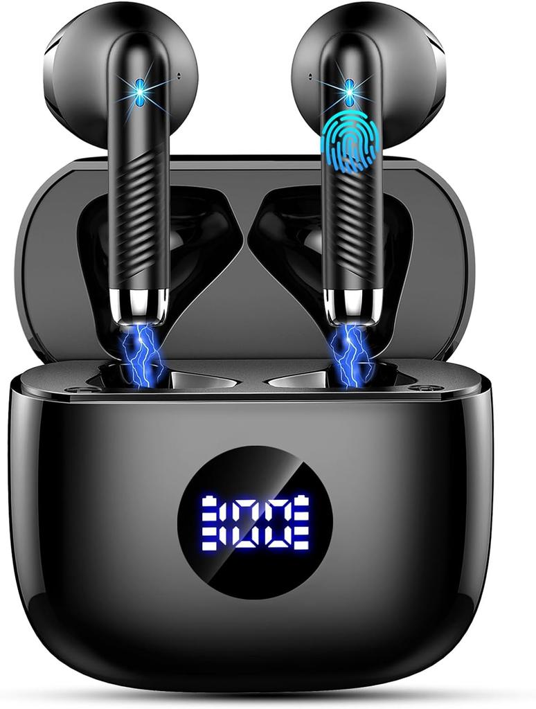 Беспроводные наушники, Bluetooth 5.4 наушники HiFi стерео, внутриканальные наушники с 4 шумоподавляющими микрофонами ENC, 40H воспроизведение вкладышей со светодиодным дисплеем