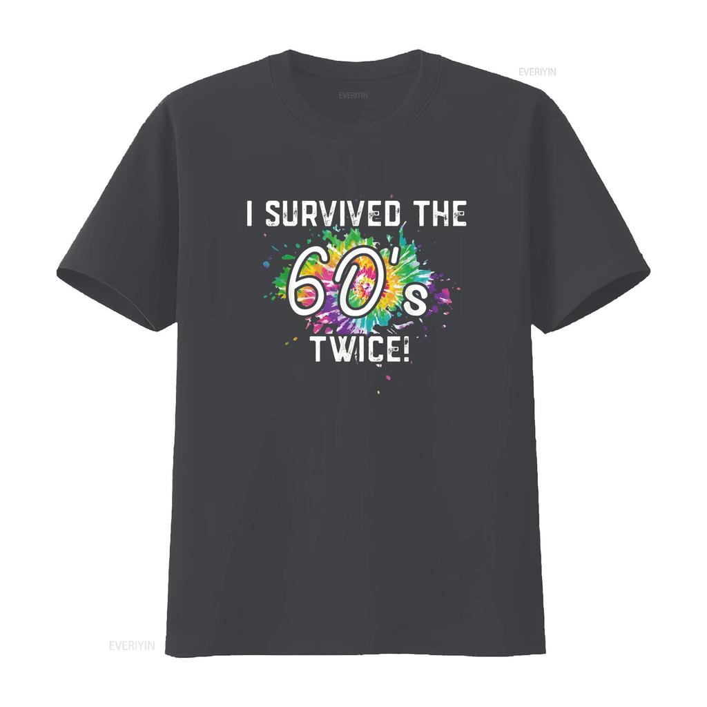 I survived the 60s twice T Shirt vintage Washed designer clothes Breathable homme Versatile graphic Slightly streetwear Unisex