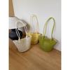 2026 New Summer Vacation Fashion Hollow Woven Bag Soft Leather Basket Bag Versatile Handbag Shoulder Bucket Bag Beach Bag