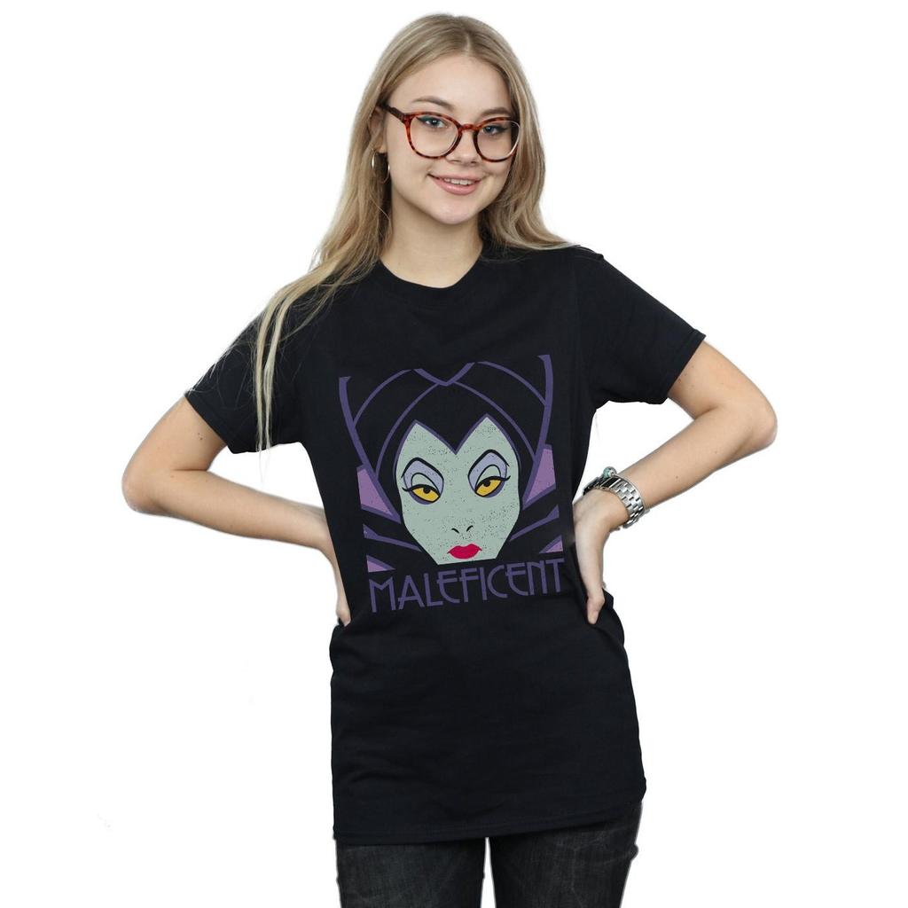 Disney Женская/Девичья укороченная хлопковая футболка бойфренд с головой Малефисенты