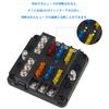 ADPOW 6 Way Circuit Carbon Boat Fuse Box Holder Waterproof LED Warning Light with