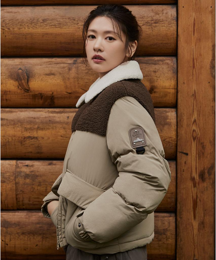Bibissieoseu W Bobble Collar Puffer_Dark Beige