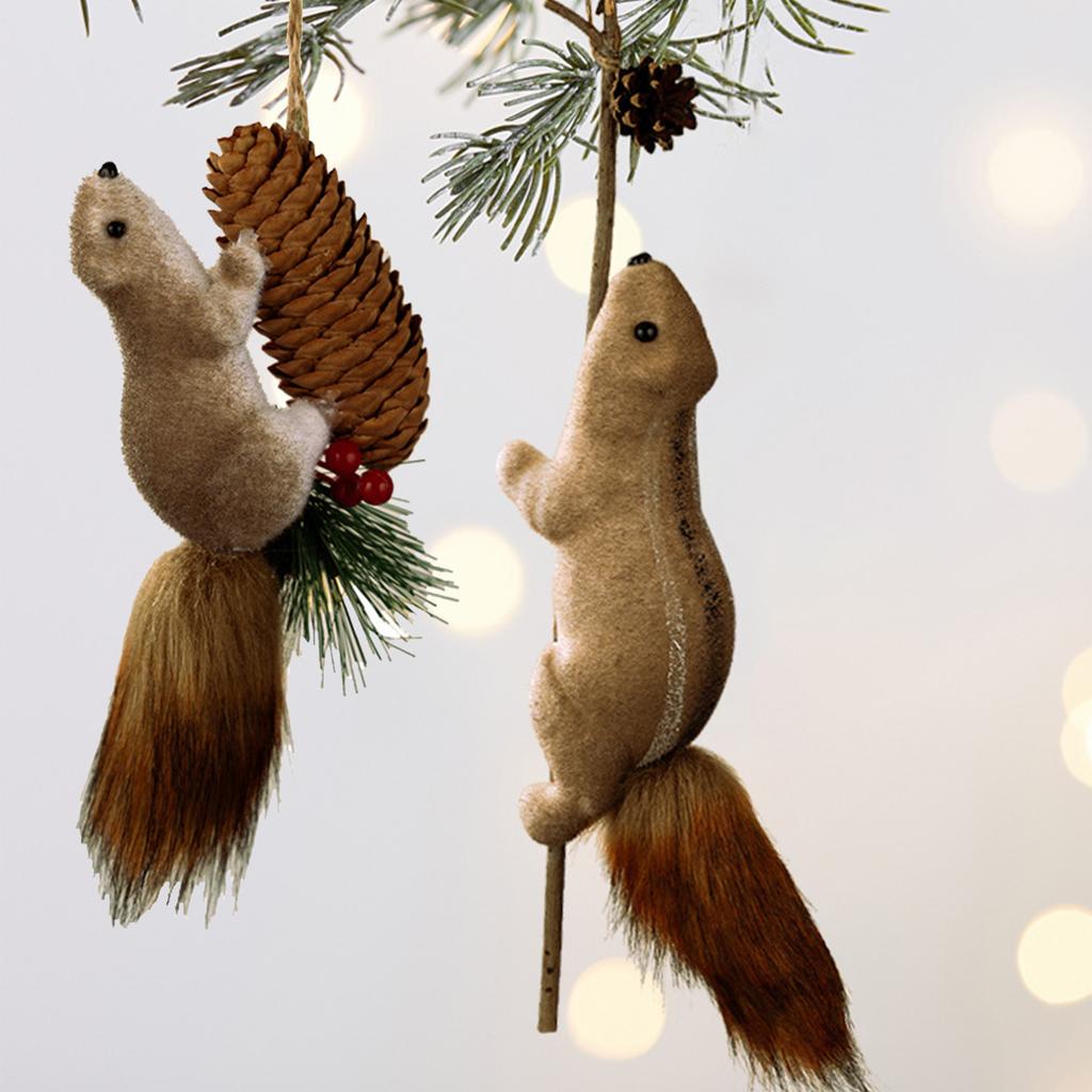 Artificial Squirrel Decoration Christmas Tree Hanging Ornament For Door Mantel Window Wedding Christmas Party Decoration