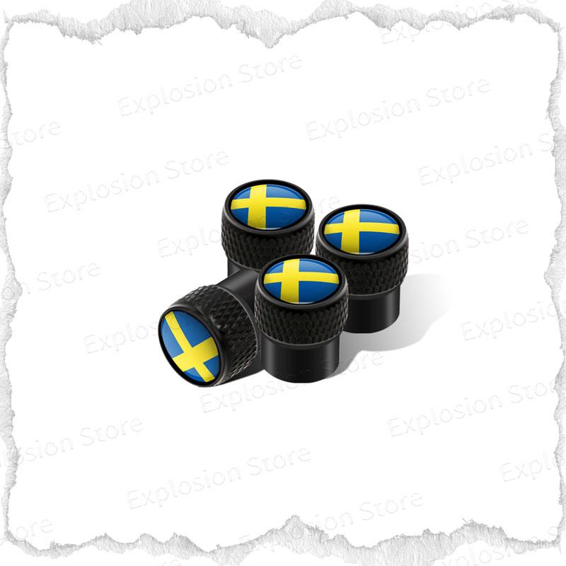 4pcs Swedish Flag/Prancing Moose Emblem Car Wheel Tire Stem Air Valve Caps Covers For Volvo V40 V60 XC40 XC60 XC90 S40 S60 Decor