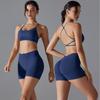 Seamless Cross Yoga Suit Breathable Quick Drying Tight Fitting Sports Suit Running Fitness Suit Two-Piece Set For Women