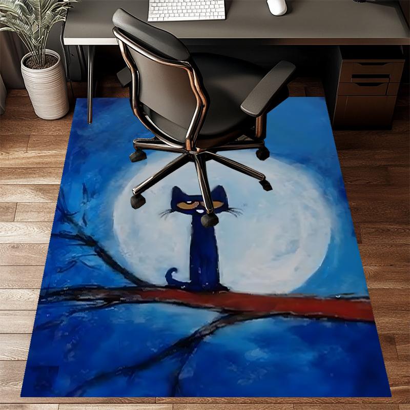 pete the cat Polyester Carpet, Soft Indoor Mat for Office Chair, Living Room, Computer Desk - Decorative Home Office Rug Design