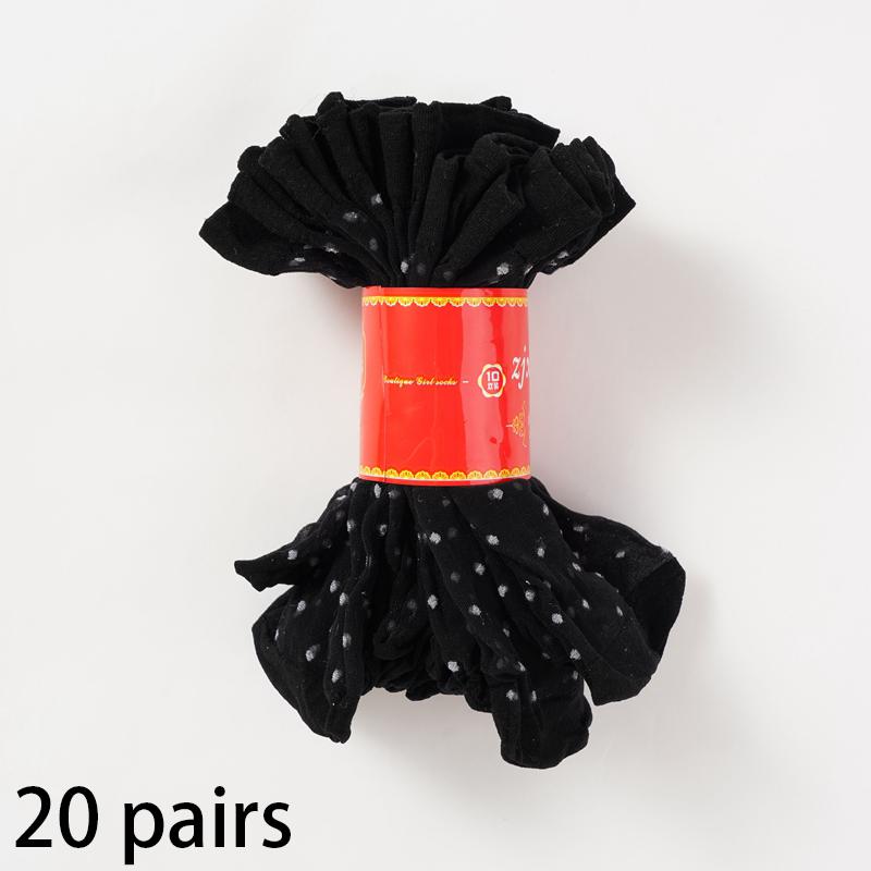 20 пар ультратонких женских носков средней длины, летние дышащие носки, женские прозрачные шелковые носки в горошек