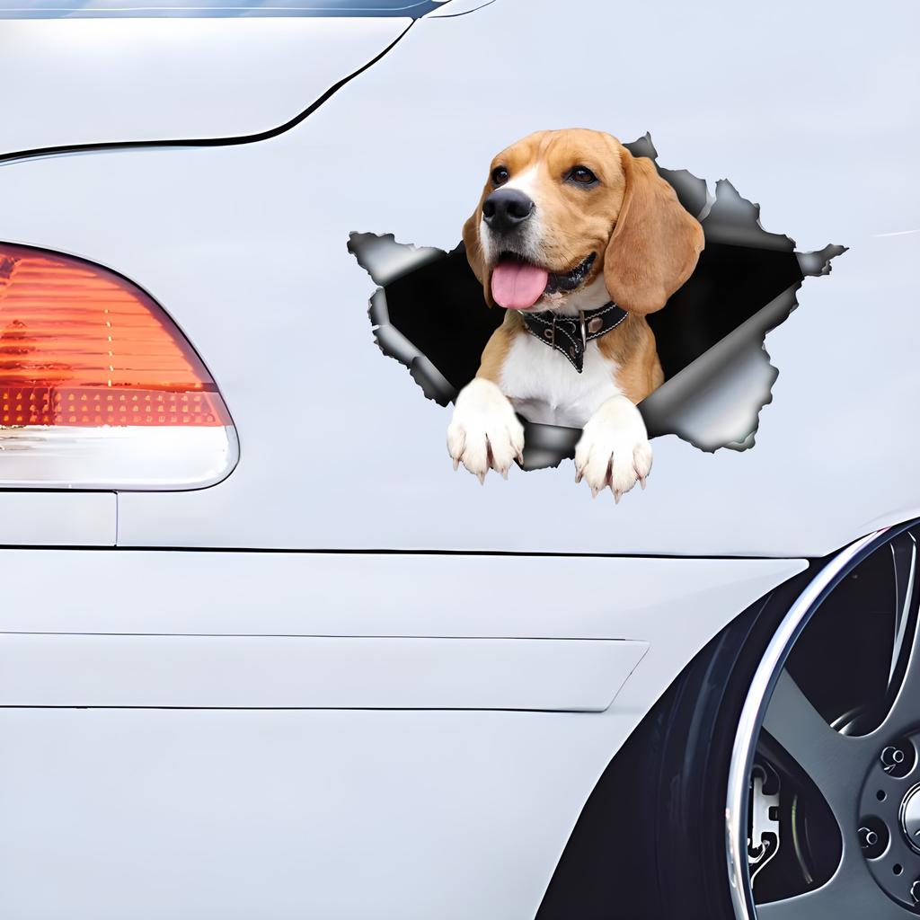 Cute Beagle In the Hole Creative Design Sticker, 1pc Funny Car Decal, Suitable for Cars, Trucks, Motorcycles, Walls