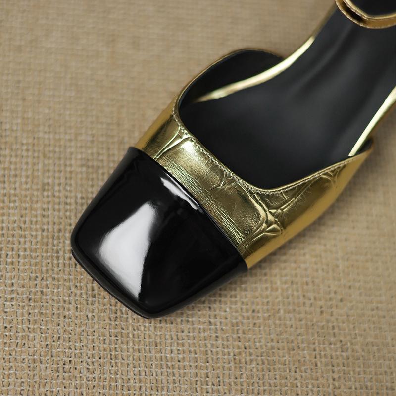 Модные женские новые весенне-летние цветные кожаные туфли с квадратным носком на высоком каблуке, сандалии с крупной эластичной пряжкой на ремне