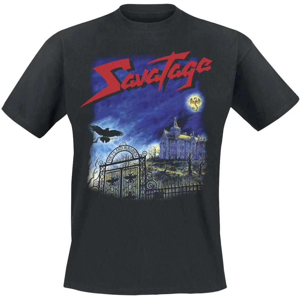 Savatage Готический Замок Кладбище Принт Футболка 100% Хлопок Унисекс Хэви-метал Темная Тема Уличная Одежда Фанат Графическая Футболка