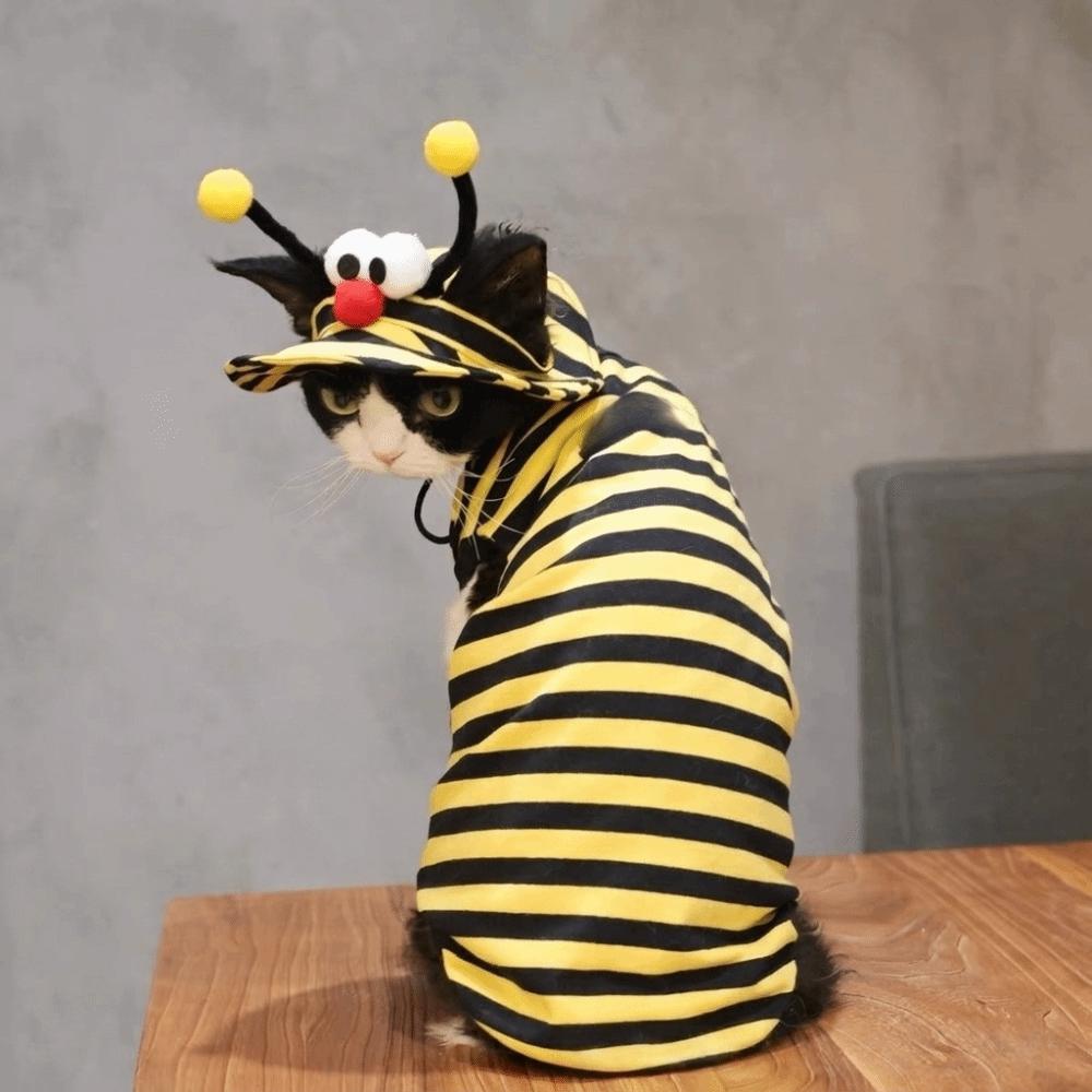 Lightweight Pet Bee Costume Breathable Bee Cosplay Clothes Funny Bee Themed Cat Outfit Set Travel
