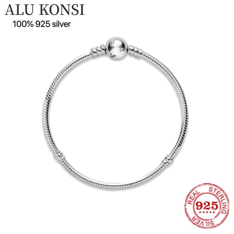 Подходит для женщин, оригинальный плоский браслет, натуральная 100% стерлингового серебра 925 пробы, браслет-цепочка в виде змеи, маленькие ювелирные изделия, сделай сам, ювелирные изделия высокого качества