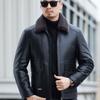 Men's Down Jacket Leather Jacket Men's Genuine Leather Jacket Lapel Thickened Warm White Duck Down Jacket Winter Jacket