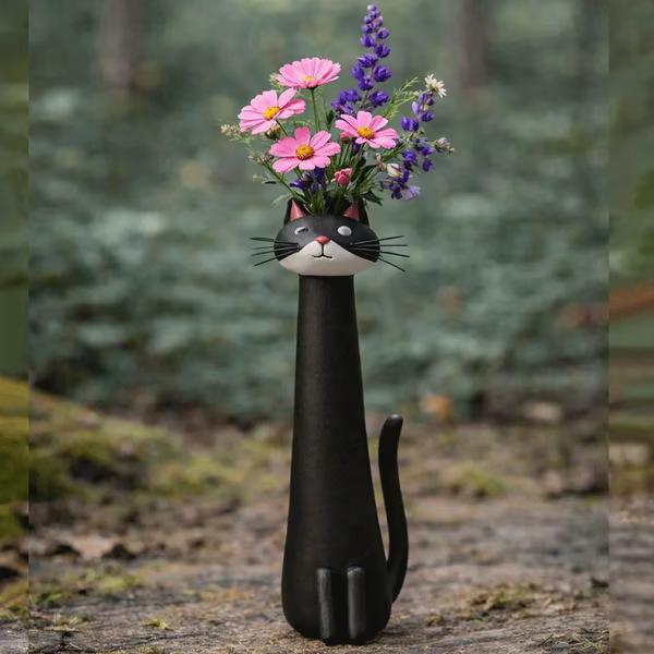 Handmade Quirky Cat Vase Creative Vase Cartoon Home Decor Ornament Gift