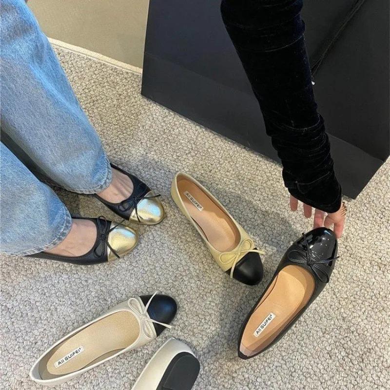 Spring Fall Low Heel Round Head Fashion Women's Loafers Women's Flat Light Toe Loafers. Mujer Women Flat Shoes