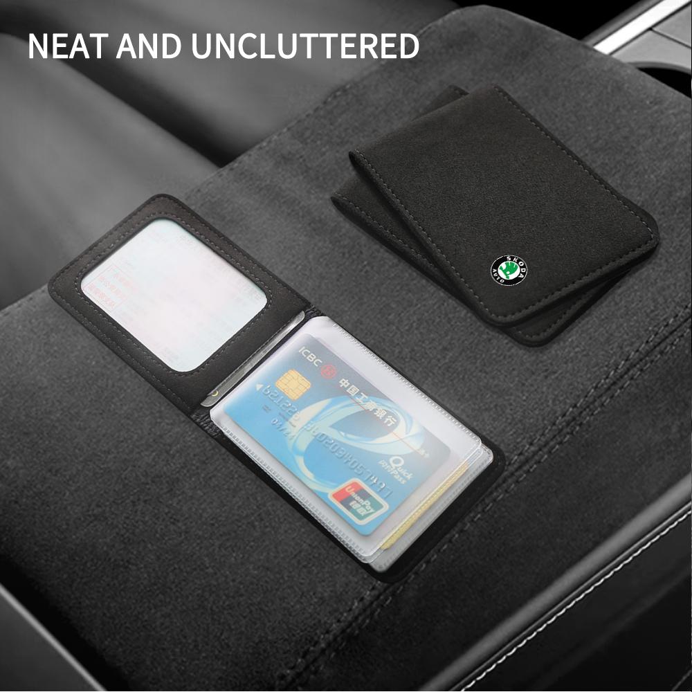 TTJJ2 Leather Car Styling Driver License Credit Card Holder Storage Case Wallet For Skoda Rapid Superb Octavia Fabia Octavia Yeti VRS