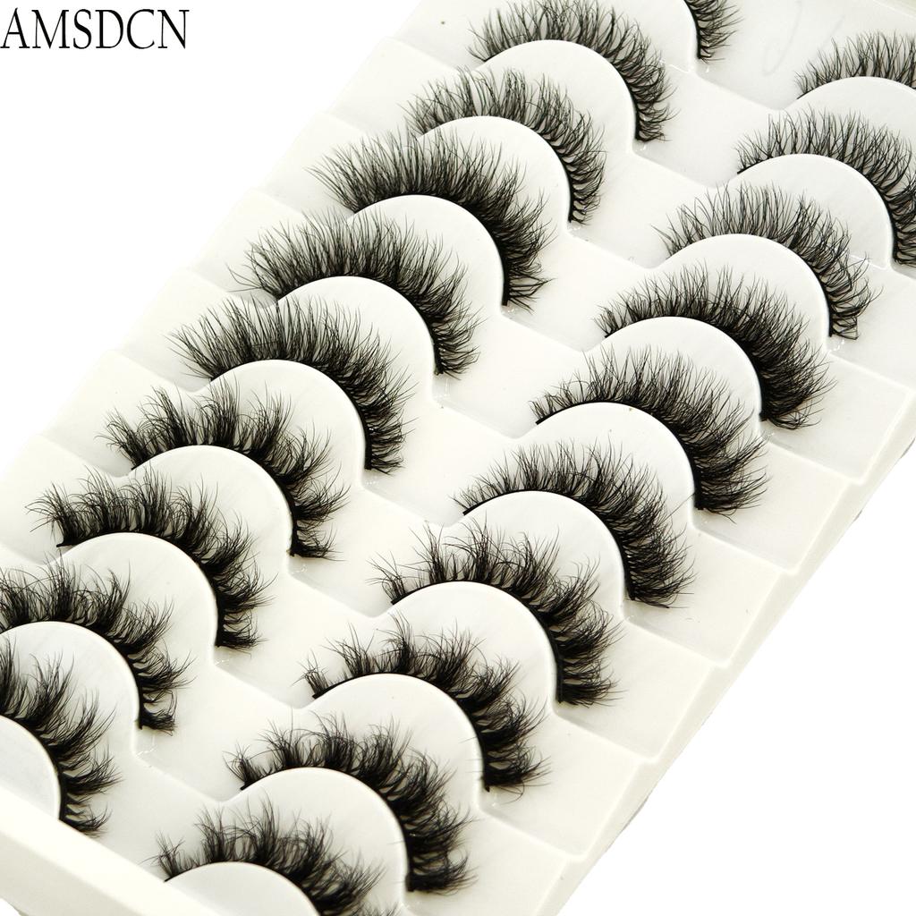 Xiaomi AMSDCN New 10 Pair 3D False Eyelash Cluster with Soft Mink Fur Manga Extended Eyelash Hybrid