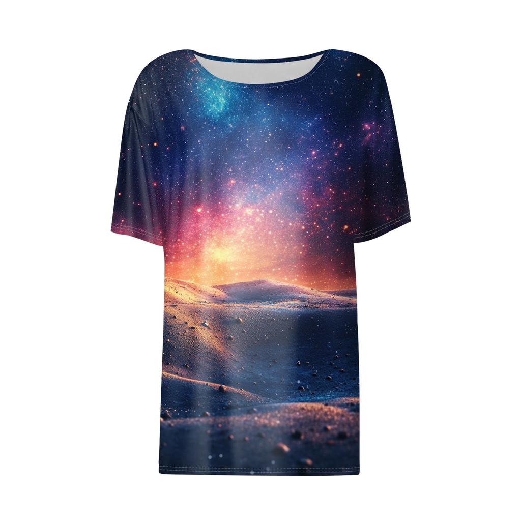 Женская футболка с принтом неба, модная, повседневная, с круглым вырезом и коротким рукавом