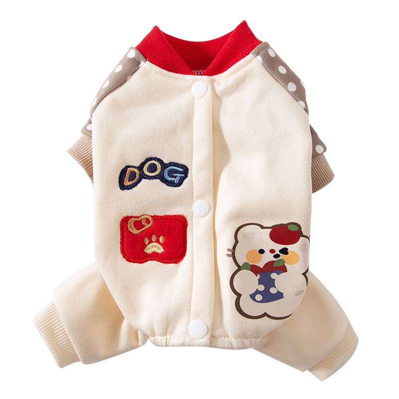Cute wind dog clothes cute cartoon Japanese and Korean puppy four-legged sweater cat warm velvet pet clothes autumn