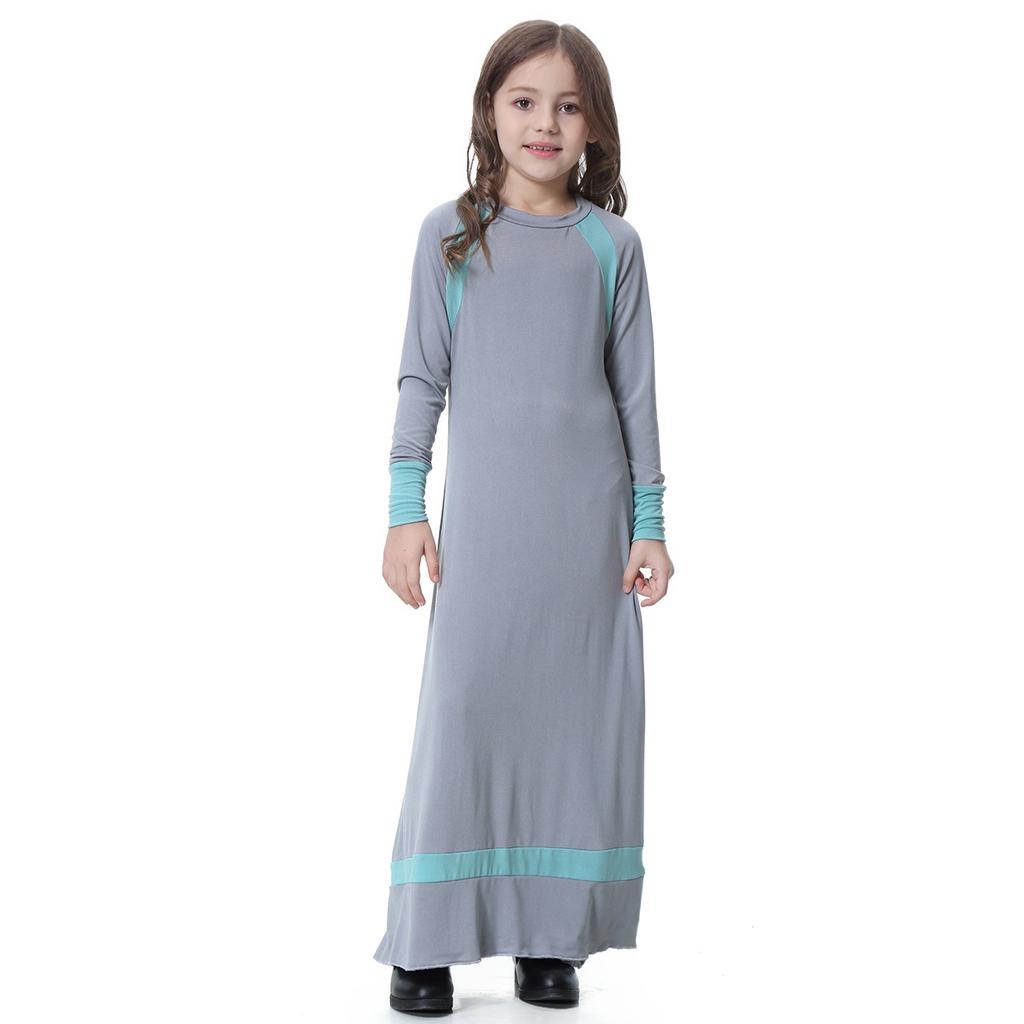 Цветное лоскутное платье для мусульманских девочек, традиционное детское длинное платье Абая, исламское Дубай, арабское длинное платье