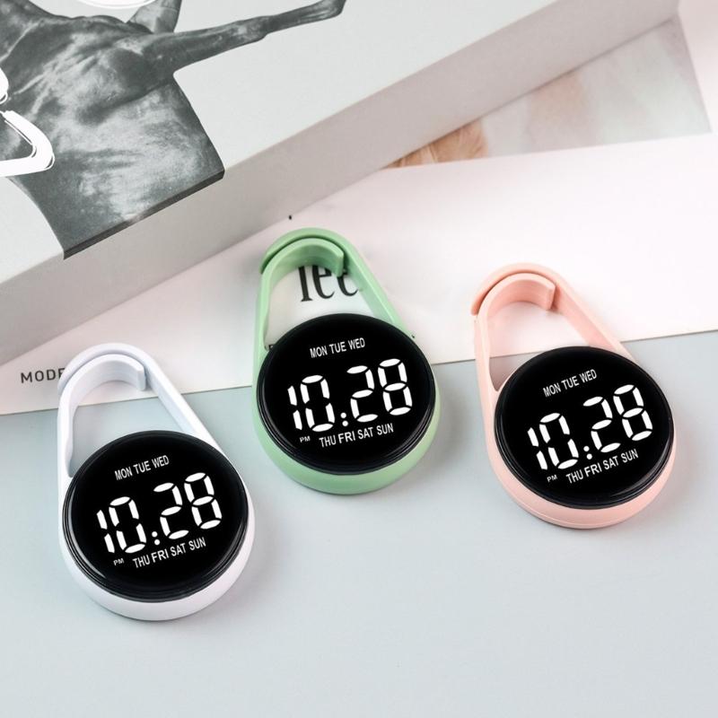Touch Control Digital Pocket Watch Keychain Clip For Students Accurate Time LED Display Electronic Clock Accessories