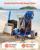 Beach Cart with Large Wheels for Sand, 75 kg Load Capacity, Heavy Duty Folding Beach Wagon with 320 mm Balloon Wheels, Insulated Cooler Bag, Umbrella