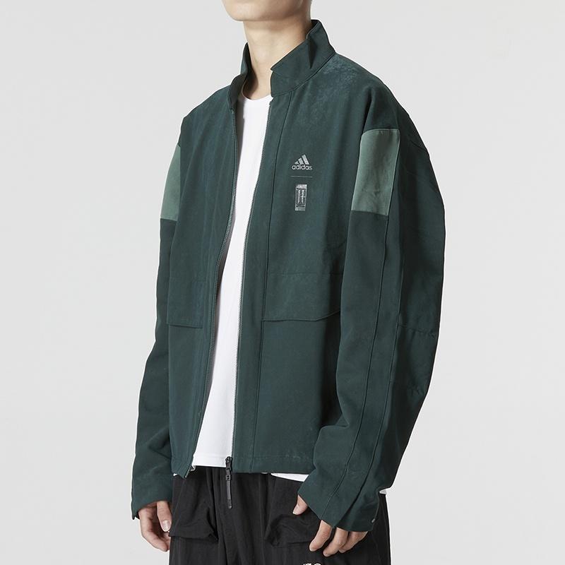 Men's adidas Wj 2.0 Wv Jkt Sports Color Block Casual Stand Collar Jacket Green HM5173