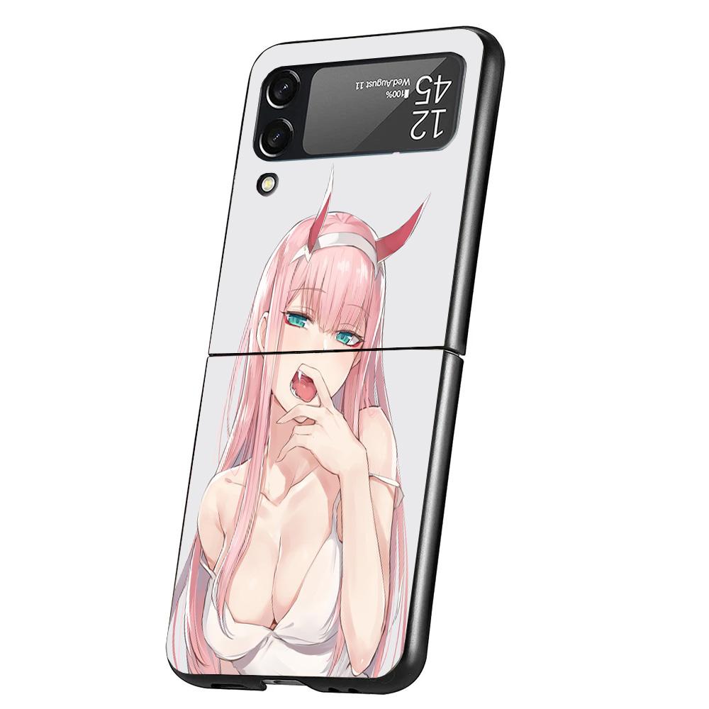 Zero Two Darling In The Franxx 02 Cover Phone Case For Samsung Galaxy Z Flip 7 6 5 4 3 5G Flip7 Flip6 Flip5 Flip4 Flip3 Black Fu